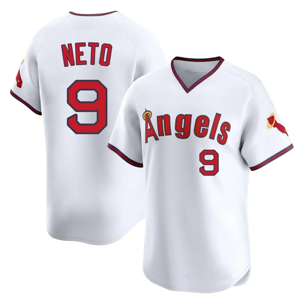 Elroe LA.Angels #9 Zach Neto Player White T-shirt Home Limited Stitched Jerseys