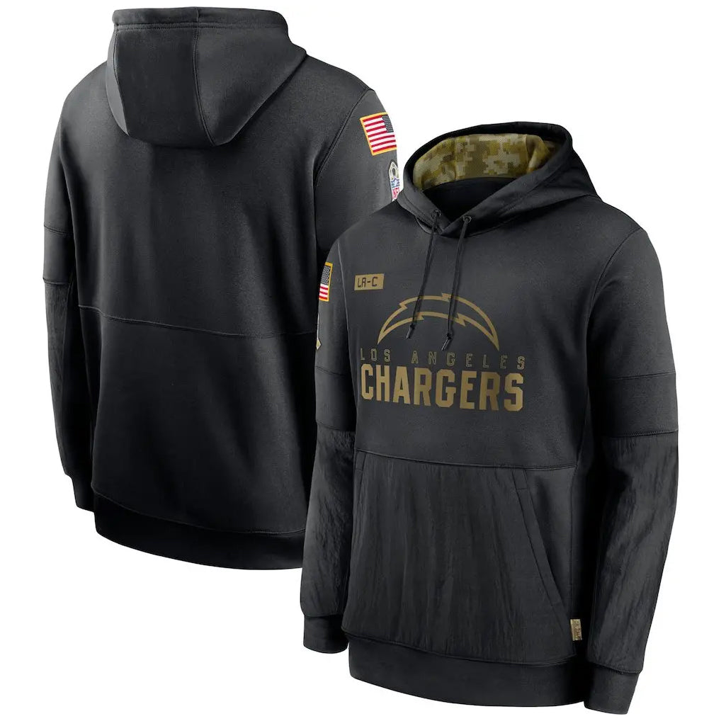 Elroe LA.Chargers Black Salute to Service Hoodies Limited Game Blank Player Stitched Jerseys