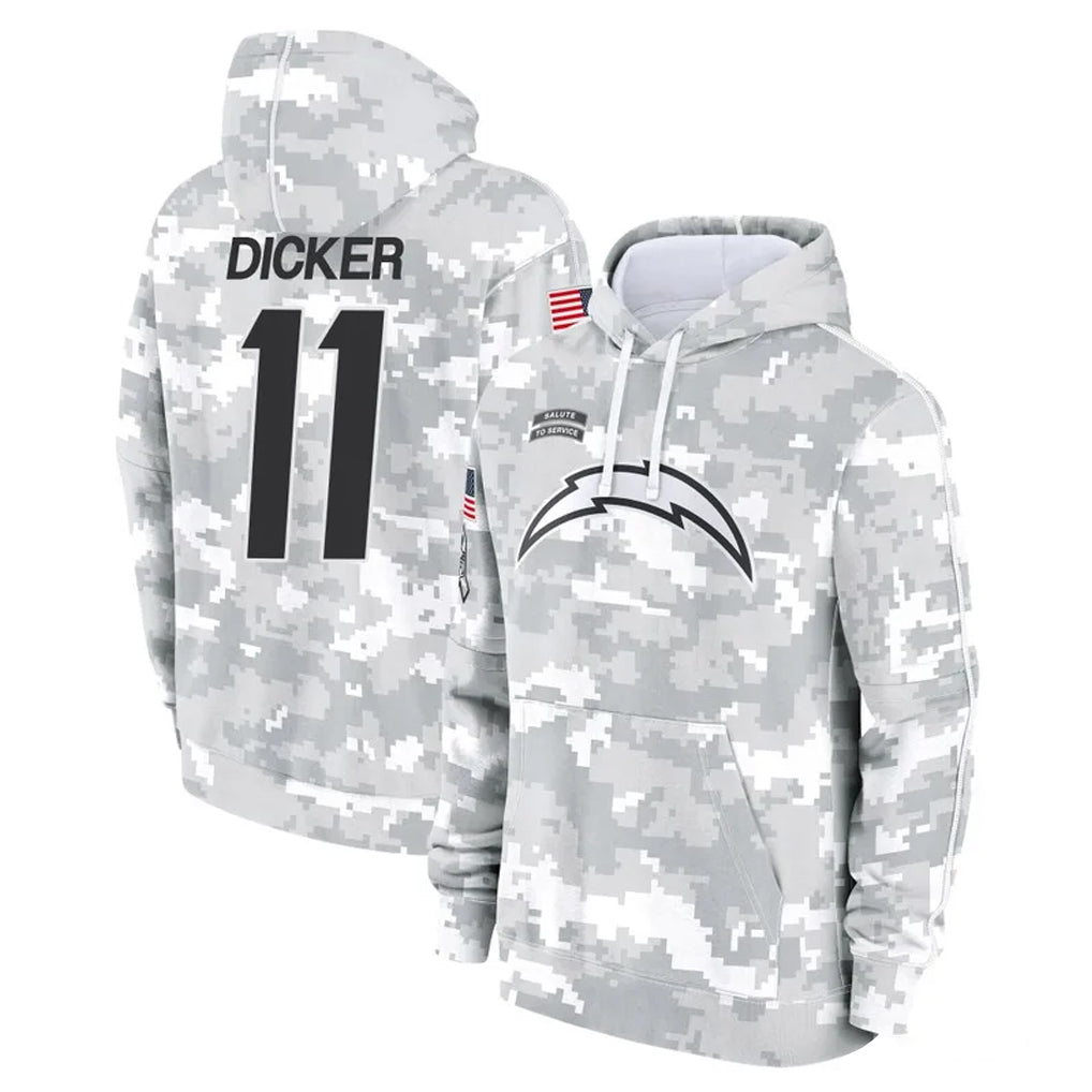 Elroe LA.Chargers #11 Cameron Dicker Player Arctic Camo Salute to Service Hoodies Limited Game Stitched Jerseys