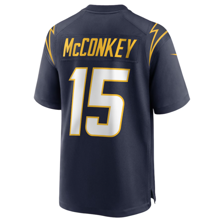 Elroe LA.Chargers #15 Ladd McConkey Navy Game Jersey Stitched Jersey