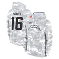 Elroe LA.Chargers #16 J.K. Scott Player Arctic Camo Salute to Service Hoodies Limited Game Stitched Jerseys