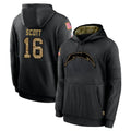 Elroe LA.Chargers #16 J.K. Scott Player Black Salute to Service Hoodies Limited Game Stitched Jerseys