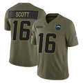 Elroe LA.Chargers #16 J.K. Scott Player Olive 2025 Salute To Service Limited Game Stitched Jerseys