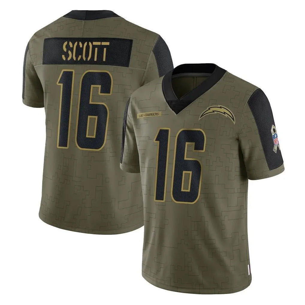Elroe LA.Chargers #16 J.K. Scott Player Olive Salute To Service Limited Game Stitched Jerseys