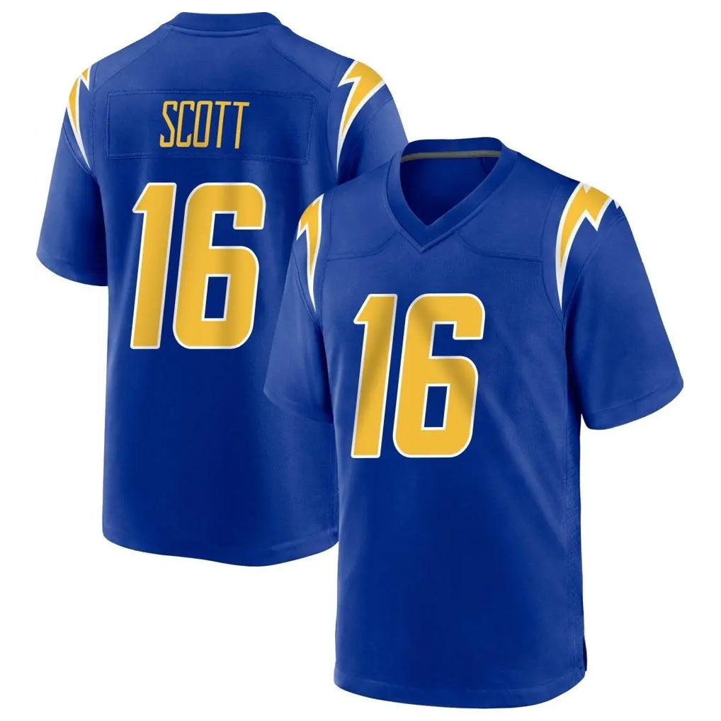 Elroe LA.Chargers #16 J.K. Scott Player Royal Home Game Stitched Jerseys