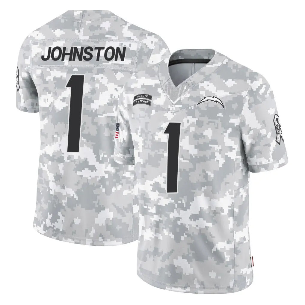 Elroe LA.Chargers #1 Quentin Johnston Player Arctic Camo Salute To Service Limited Game Stitched Jerseys