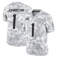Elroe LA.Chargers #1 Quentin Johnston Player Arctic Camo Salute To Service Limited Game Stitched Jerseys