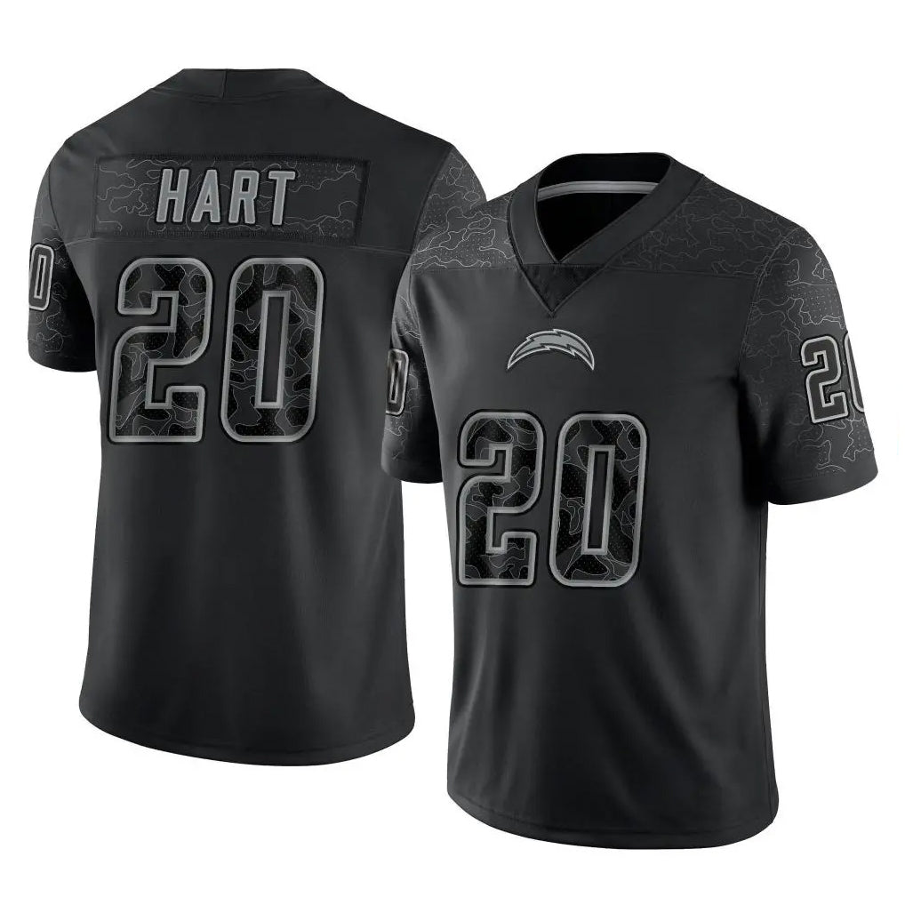 Elroe LA.Chargers #20 Cam Hart Player Black Limited Reflective Home Game Stitched Jerseys