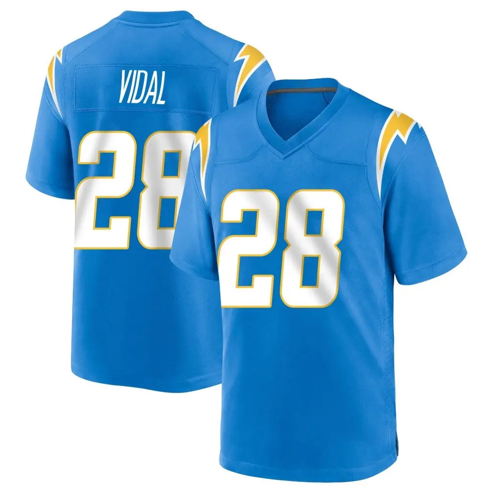 Elroe LA.Chargers #28 Kimani Vidal Player Blue Home Game Stitched Jerseys