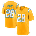 Elroe LA.Chargers #28 Kimani Vidal Player Gold Home Game Stitched Jerseys