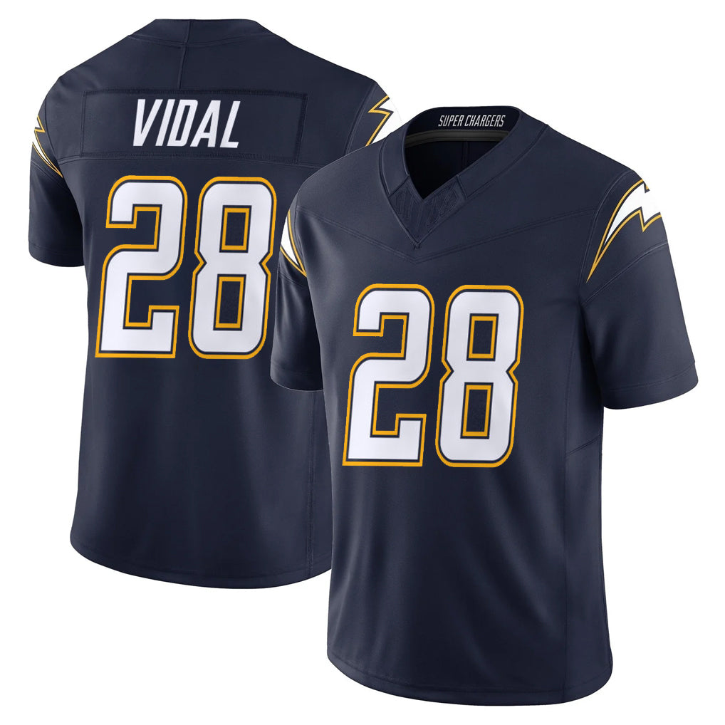 Elroe LA.Chargers #28 Kimani Vidal Player Navy Vapor F.U.S.E. Limited Home Game Stitched Jerseys