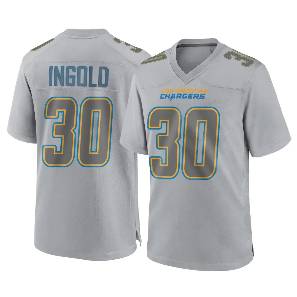 Elroe LA.Chargers #30 Alec Ingold Player Gray Atmosphere Fashion Home Game Stitched Jerseys