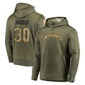 Elroe LA.Chargers #30 Alec Ingold Player Olive Salute to Service Pullover Hoodies Home Game Stitched Jerseys