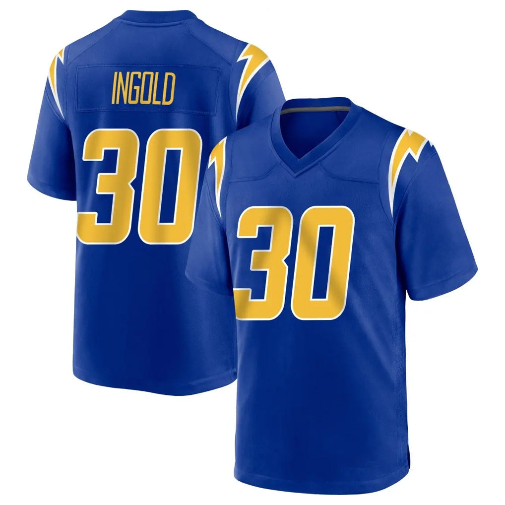 Elroe LA.Chargers #30 Alec Ingold Player Royal Home Game Stitched Jerseys