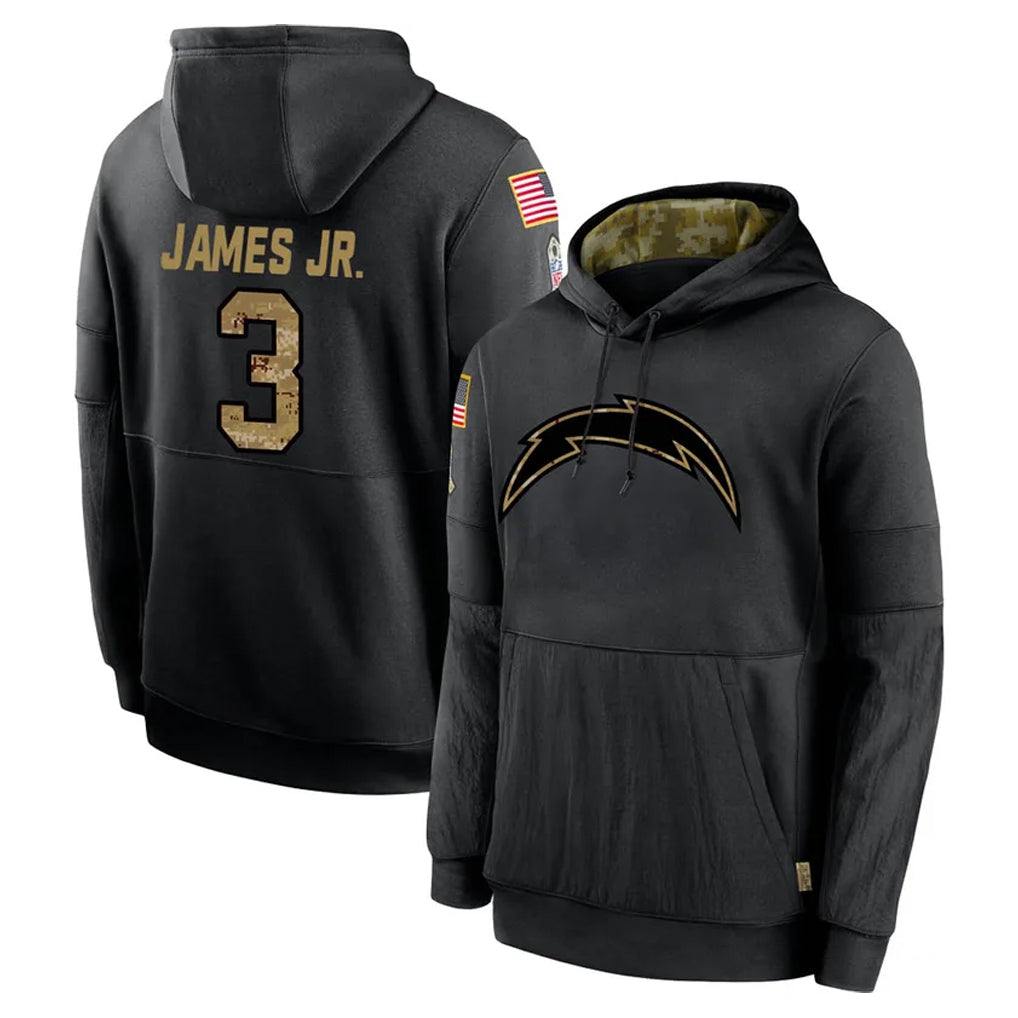 Elroe LA.Chargers #3 Derwin James Jr. Player Black Salute to Service Hoodies Limited Game Stitched Jerseys