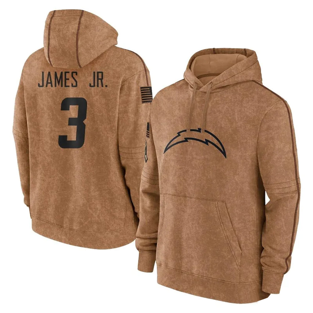 Elroe LA.Chargers #3 Derwin James Jr. Player Brown Salute to Service Hoodies Limited Game Stitched Jerseys