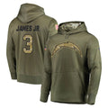 Elroe LA.Chargers #3 Derwin James Jr. Player Olive Salute to Service Pullover Hoodies Home Game Stitched Jerseys
