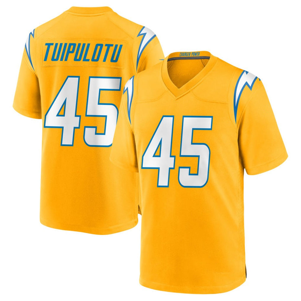 Elroe LA.Chargers #45 Tuli Tuipulotu Player Gold Home Game Stitched Jerseys