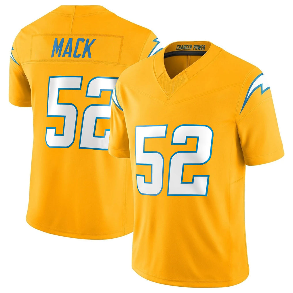 Elroe LA.Chargers #52 Khalil Mack Player Gold Limited Vapor F.U.S.E. Home Game Stitched Jerseys