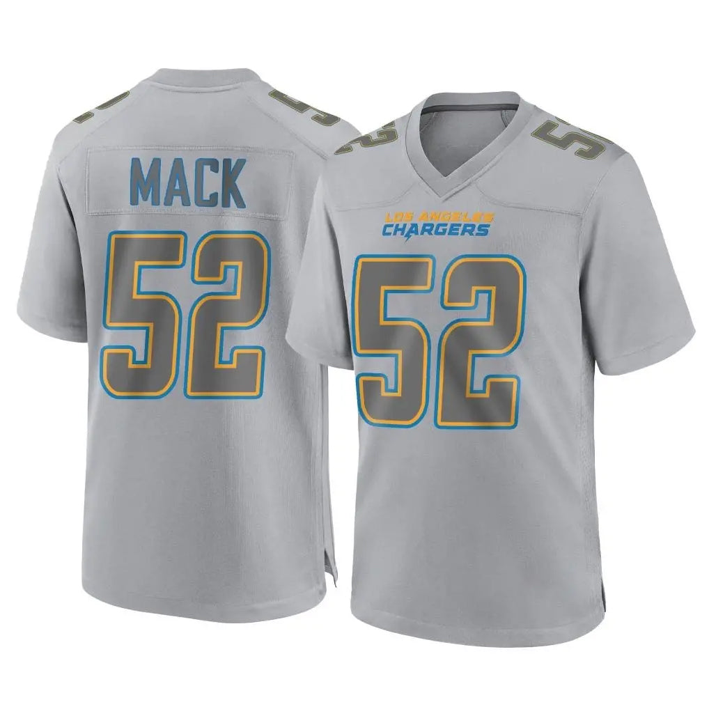 Elroe LA.Chargers #52 Khalil Mack Player Gray Atmosphere Fashion Home Game Stitched Jerseys