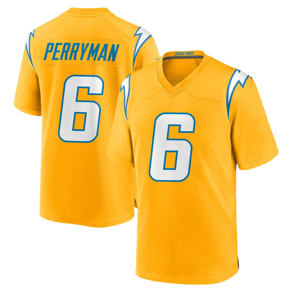 Elroe LA.Chargers #6 Denzel Perryman Player Gold Home Game Stitched Jerseys