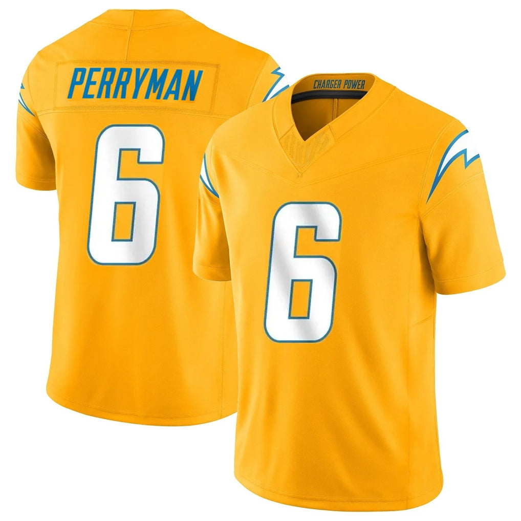 Elroe LA.Chargers #6 Denzel Perryman Player Gold Limited Vapor F.U.S.E. Home Game Stitched Jerseys