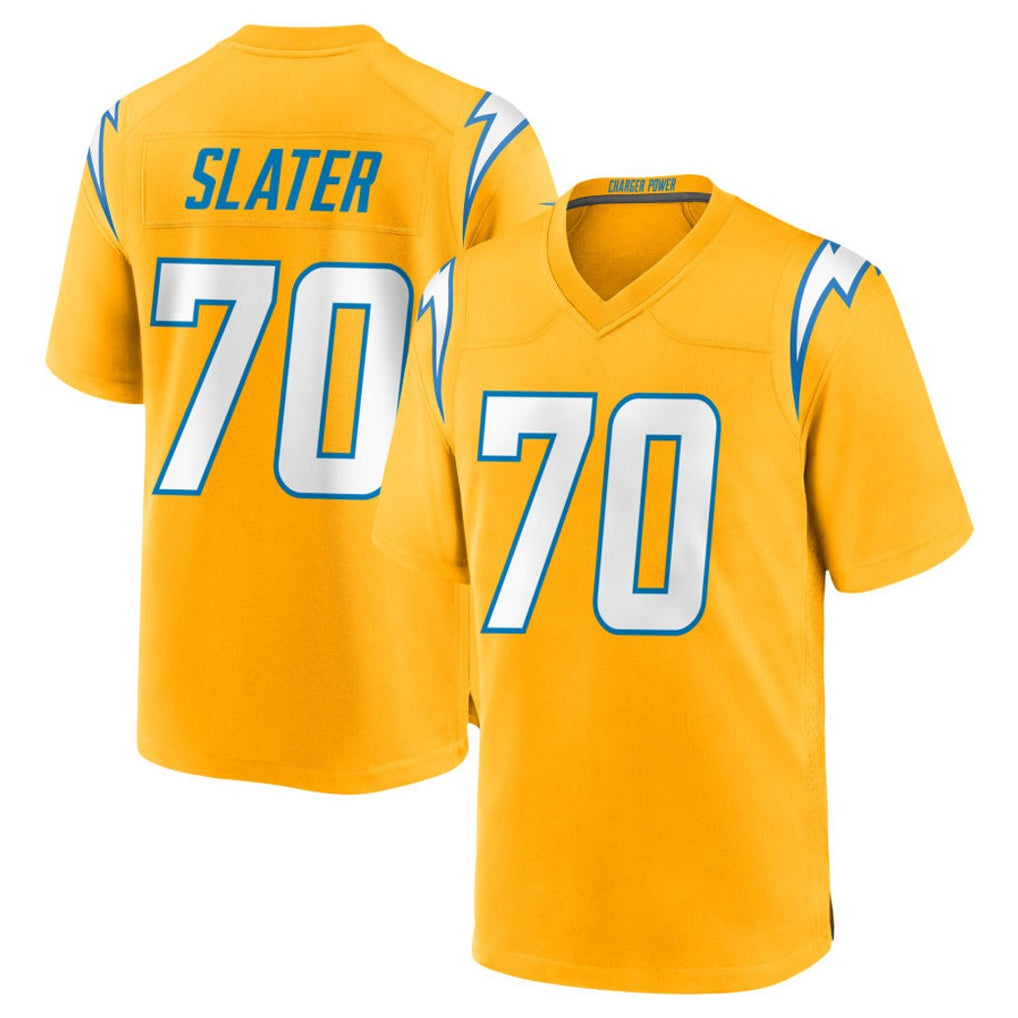 Elroe LA.Chargers #70 Rashawn Slater Player Gold Home Game Stitched Jerseys