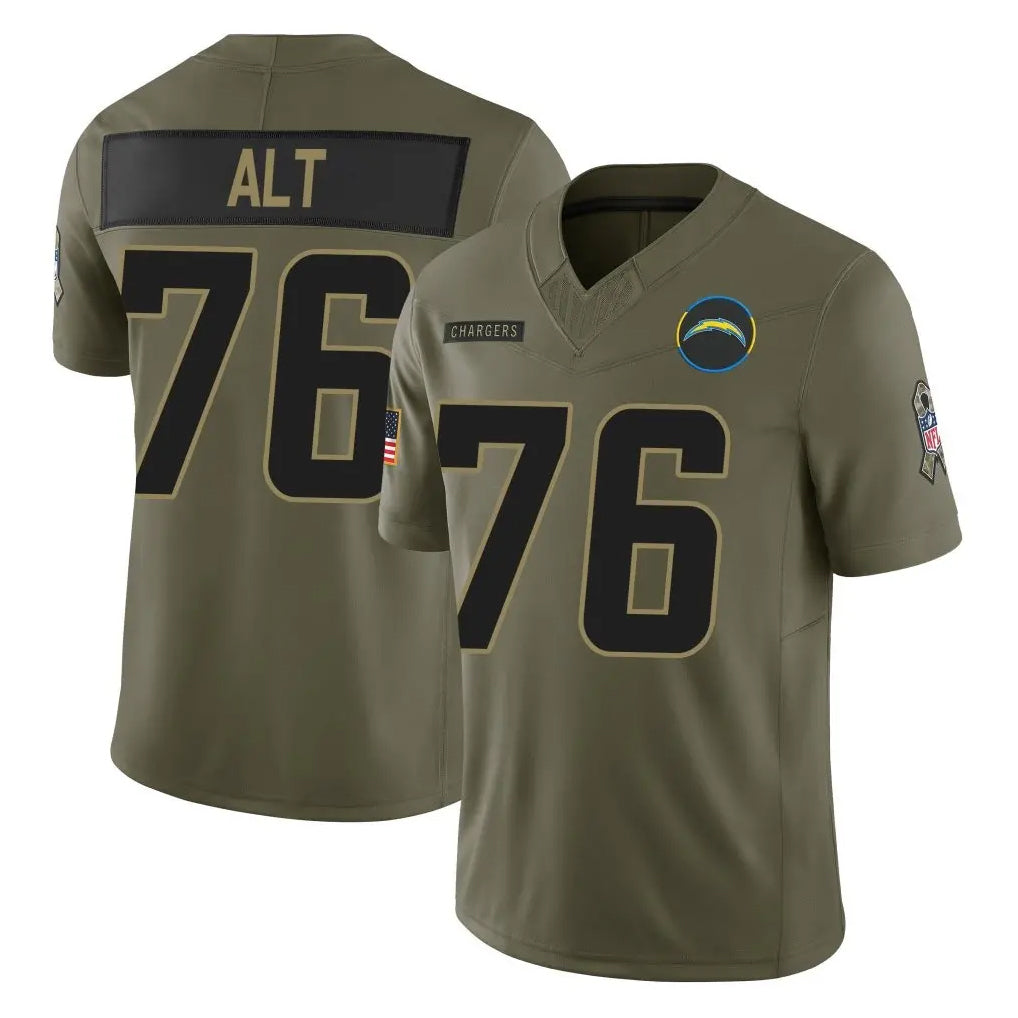 Elroe LA.Chargers #76 Joe Alt Player Olive 2025 Salute To Service Limited Game Stitched Jerseys