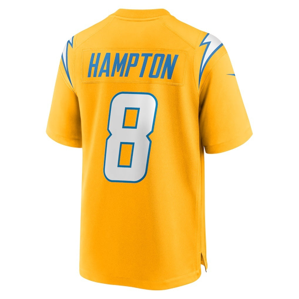 Elroe LA.Chargers #8 Omarion Hampton Gold Alternate Charger Power Game Player Stitched Jerseys
