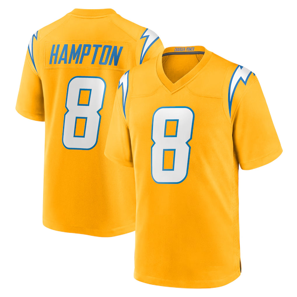 Elroe LA.Chargers #8 Omarion Hampton Player Gold Home Game Stitched Jerseys