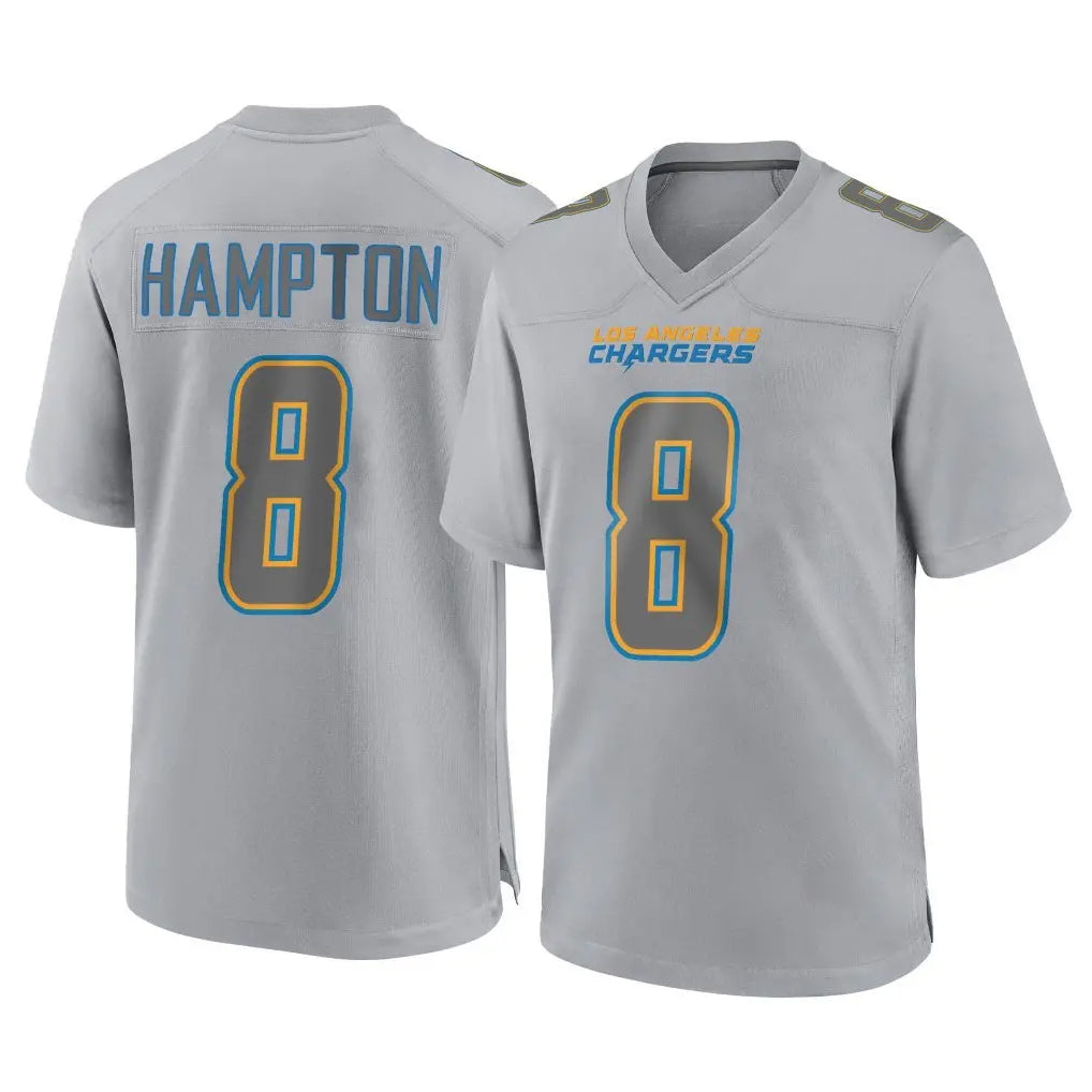 Elroe LA.Chargers #8 Omarion Hampton Player Gray Atmosphere Fashion Home Game Stitched Jerseys