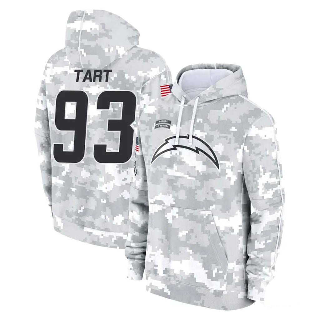Elroe LA.Chargers #93 Teair Tart Player Arctic Camo Salute to Service Hoodies Limited Game Stitched Jerseys