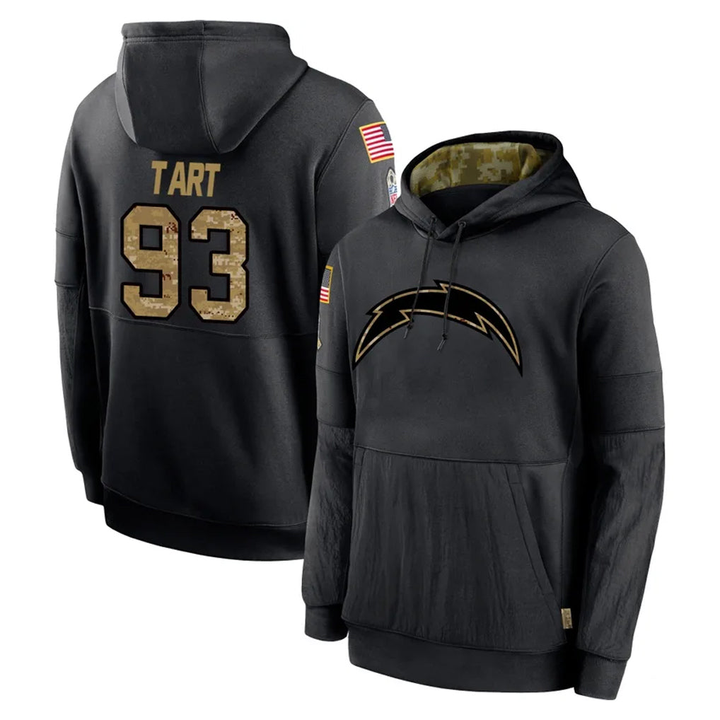 Elroe LA.Chargers #93 Teair Tart Player Black Salute to Service Hoodies Limited Game Stitched Jerseys