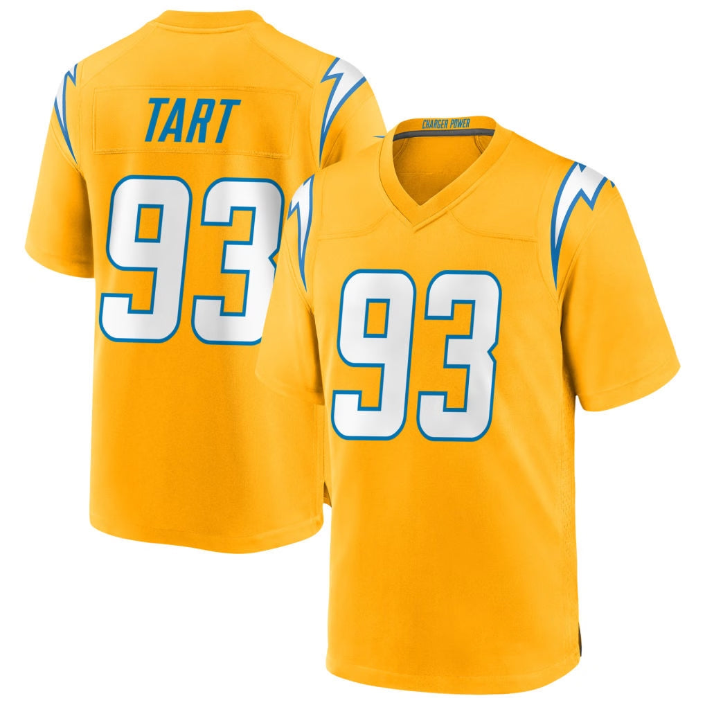 Elroe LA.Chargers #93 Teair Tart Player Gold Home Game Stitched Jerseys
