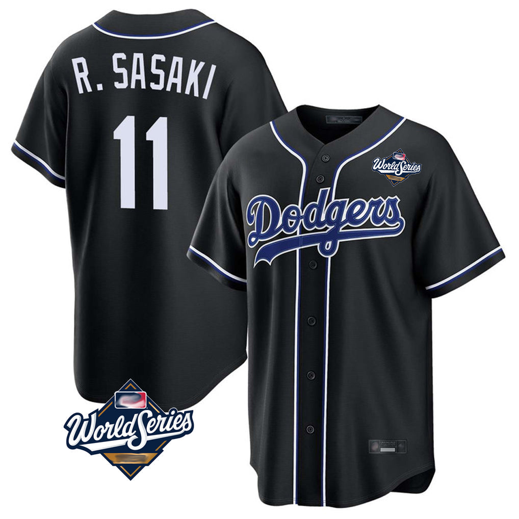 Elroe LA.Dodgers #11 Roki Sasaki Player Black World Series Carbon Limited Home Stitched Jerseys