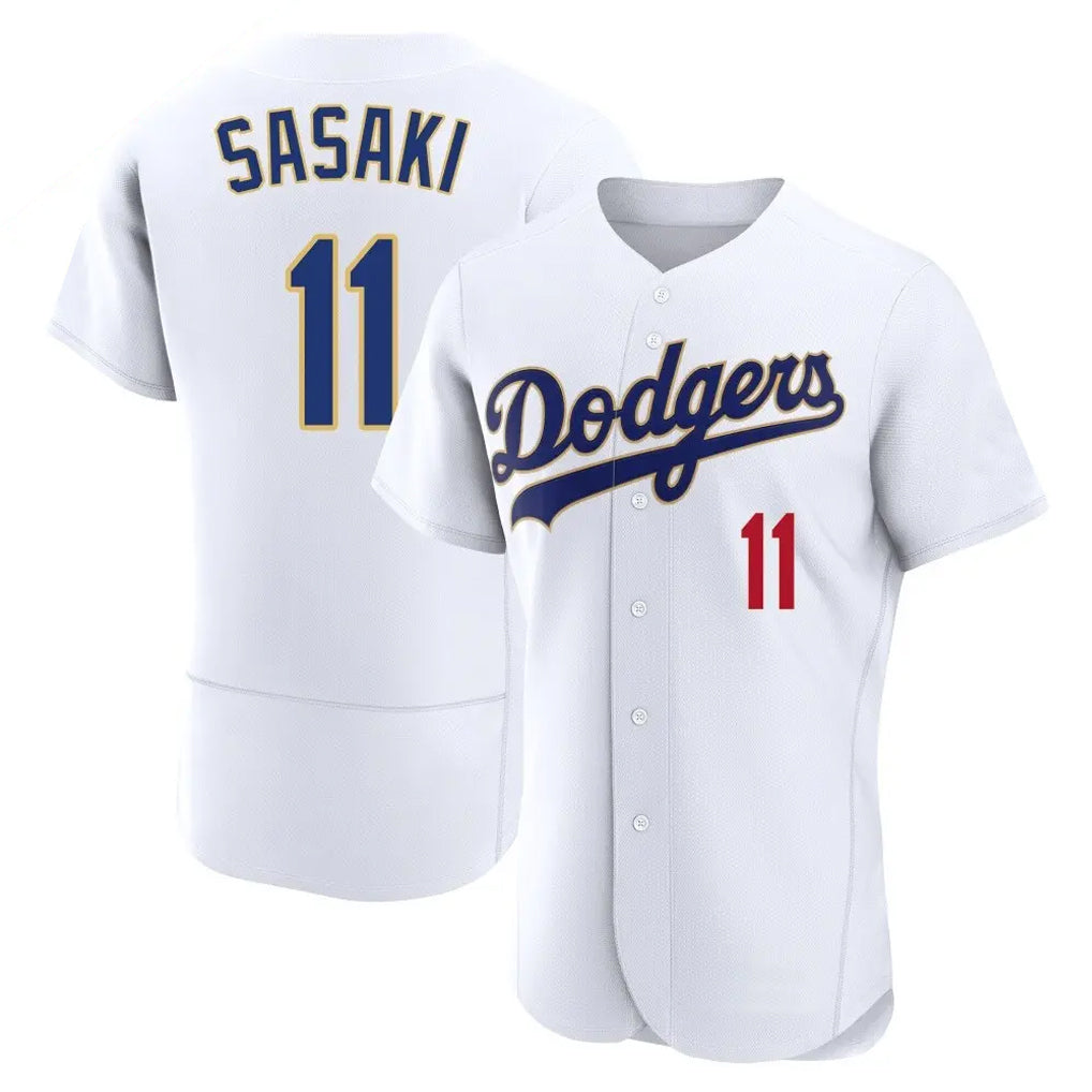 Elroe LA.Dodgers #11 Roki Sasaki Player Gold White 2026 Collection Stadium Limited Elite Stitched Jerseys