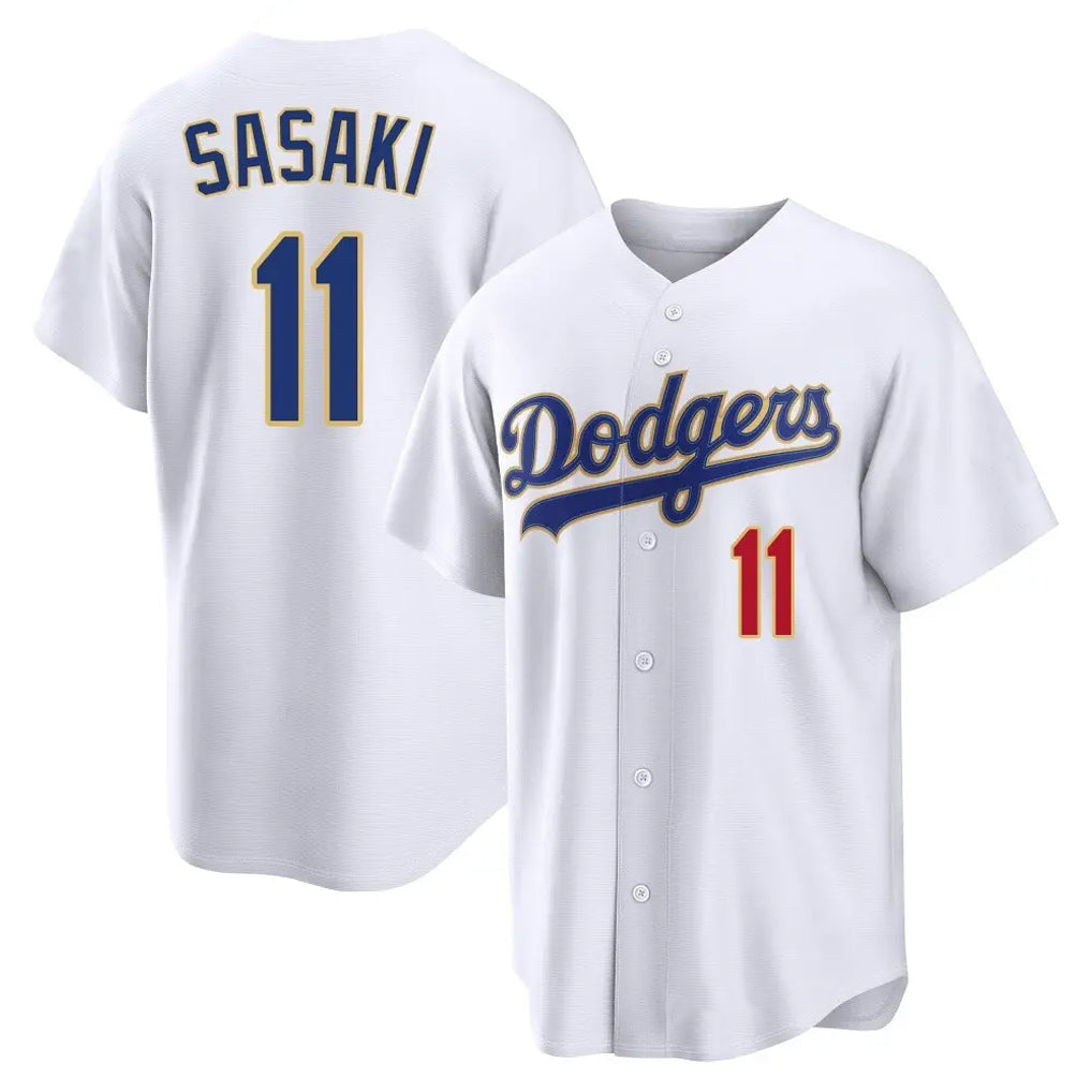 Elroe LA.Dodgers #11 Roki Sasaki Player Gold White 2026 Collection Stadium Limited Stitched Jerseys