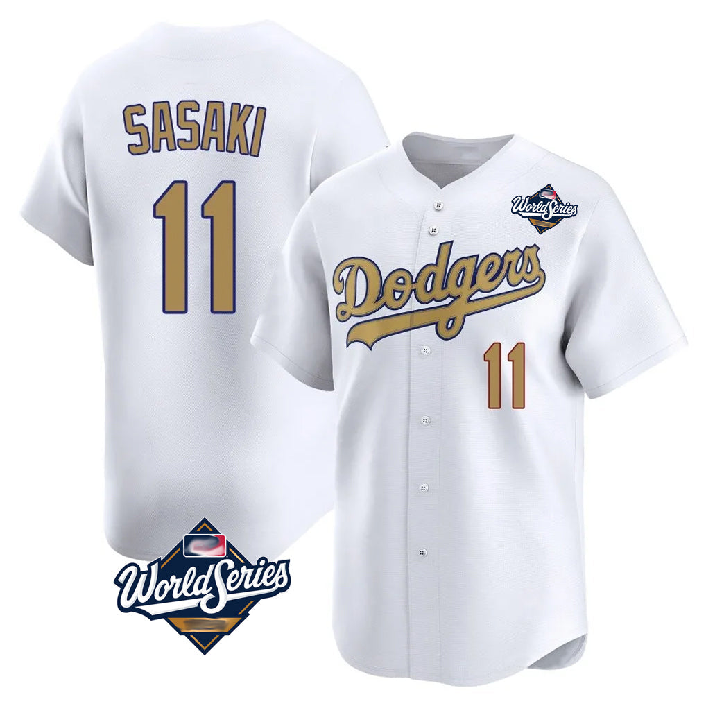 Elroe LA.Dodgers #11 Roki Sasaki Player Gold World Series Collection Limited Home Stitched Jerseys