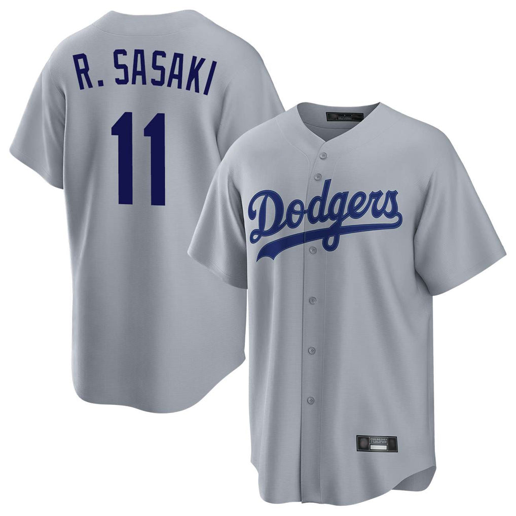 Elroe LA.Dodgers #11 Roki Sasaki Player Gray Game Stitched Jerseys