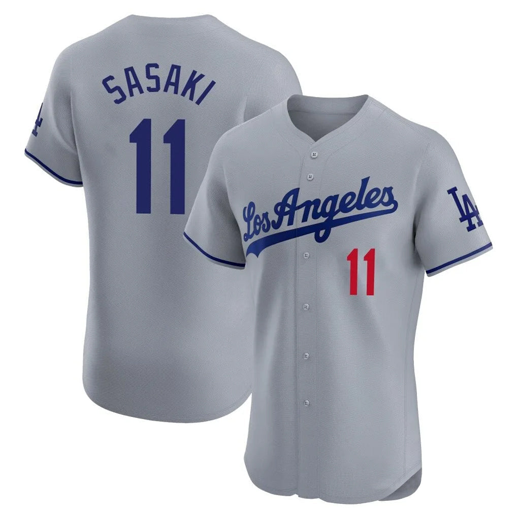 Elroe LA.Dodgers #11 Roki Sasaki Player Gray Limited Elite Home Stitched Jerseys