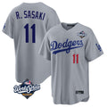 Elroe LA.Dodgers #11 Roki Sasaki Player Gray World Series Game Home Stitched Jerseys
