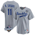 Elroe LA.Dodgers #11 Roki Sasaki Player Gray World Series Game Limited Home Stitched Jerseys