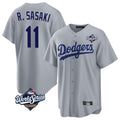 Elroe LA.Dodgers #11 Roki Sasaki Player Gray World Series Game Stitched Jerseys