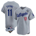Elroe LA.Dodgers #11 Roki Sasaki Player Gray World Series Limited Home Stitched Jerseys