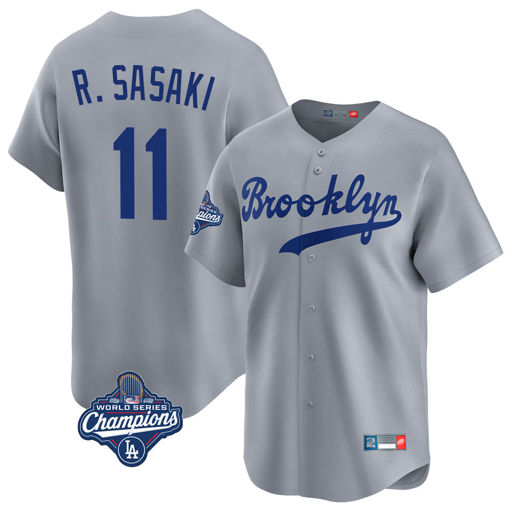 Elroe LA.Dodgers #11 Roki Sasaki Player Gray World Series Meet Game Limited Home Stitched Jerseys