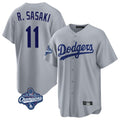 Elroe LA.Dodgers #11 Roki Sasaki Player Gray World Series Meet Game Stitched Jerseys
