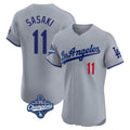 Elroe LA.Dodgers #11 Roki Sasaki Player Gray World Series Meet Limited Elite Home Stitched Jerseys