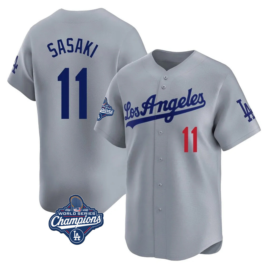Elroe LA.Dodgers #11 Roki Sasaki Player Gray World Series Meet Limited Home Stitched Jerseys