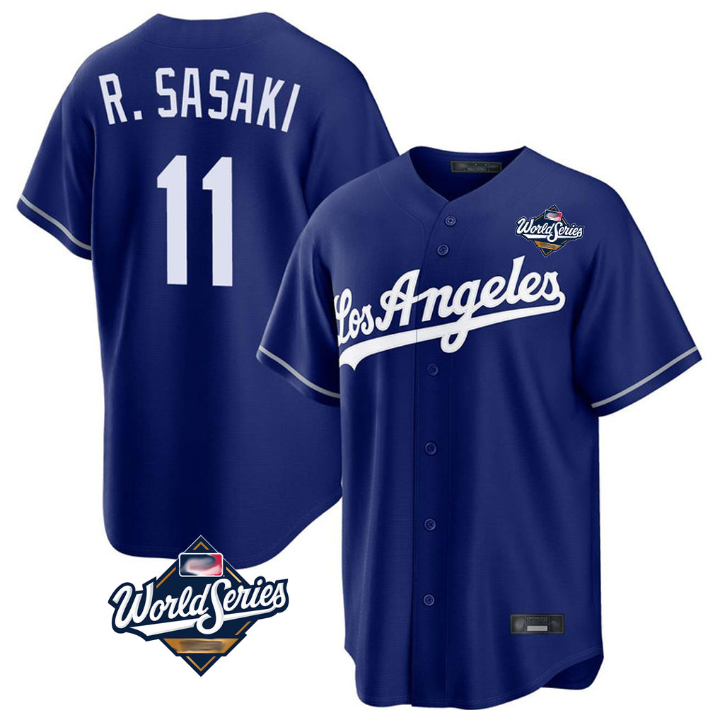 Elroe LA.Dodgers #11 Roki Sasaki Player Royal World Series Game Stitched Jerseys