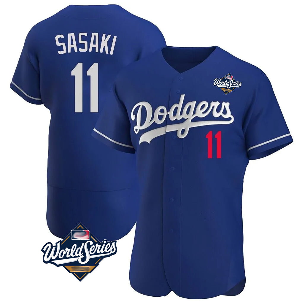 Elroe LA.Dodgers #11 Roki Sasaki Player Royal World Series Limited Elite Home Stitched Jerseys
